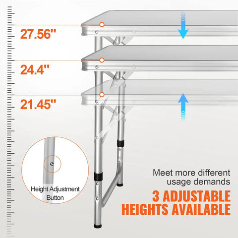 Camping Kitchen Station With Three Adjustable Heights showing aluminum frame and height adjustment options.