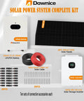 Heavy Duty Off Grid Solar Power System Complete Kit With Twenty 550W Bifacial Panels 10kW Inverter and 10Kwh Battery components layout.