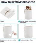 Steps to remove creases from Cotton Rope Laundry Hamper Basket 58L Tall Woven Collapsible Organizer For Blankets Clothes Toys