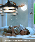 Retractable Ceiling Fan With Lights And Remote 36 Inch Farmhouse Caged Industrial Invisible Enclosed Fan Quiet Direct Current Motor