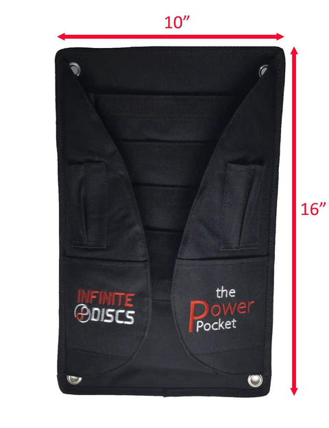 Power Pocket Disc Golf Cart Putter Pouch for Discs and Accessories That Lets You Grab Up To Eight Discs, black, 10x16 inches view.
