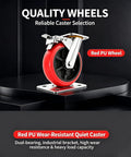 Beefy Heavy Duty Platform Cart And Dolly With Hand Truck Style 771 Lbs Load Capacity red PU caster wheel