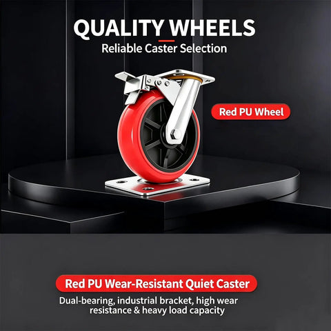 Beefy Heavy Duty Platform Cart And Dolly With Hand Truck Style 771 Lbs Load Capacity red PU caster wheel