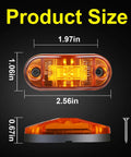 LED Trailer Lights Kit Front Rear Side Marker Clearance Indicators Set 20 Lamps Amber And Red Waterproof 2.5 Inch DC 12 24V Universal For RV Camper Truck Van Boat with size dimensions displayed