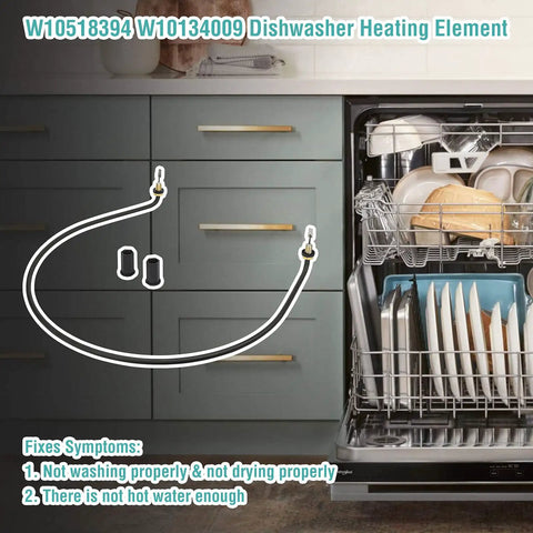 Dishwasher Heating Element Replacement For Metal And Stainless Steel Tubs The Go To Upgrade That Replaces W10134009 AP5690151 PS8260087 WDT730PAHZ0 WDF520PADM7 DIY Friendly Install with dishwasher and element diagram