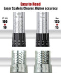 Close-up of laser scale on Beefy 3/8-Inch Drive Click Torque Wrench With 10-100 Ft-Lb / 15-135 Nm Range, easy readability.