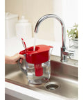 Red 10 Cup Water Filter Pitcher For Tap Water BPA Free Lasts About 2 Months Per Filter Easy Pour Design Great Tasting Hydration