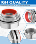 Pro Level Rock Solid 2 Piece Pack Of 2 Inch Watertight Conduit Hub Fittings showcasing metal construction and rubber O ring for outdoor wiring.