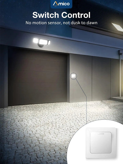 Two Pack Beefy Bright Outdoor LED Flood Lights 3500LM 30W Three Adjustable Heads IP65 Waterproof 5000K Daylight White on garage