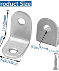 Dimensions of 20 Pack Stainless Steel L Shaped Corner Braces 1 Inch By 1 Inch Right Angle Fasteners for Wood Furniture Projects