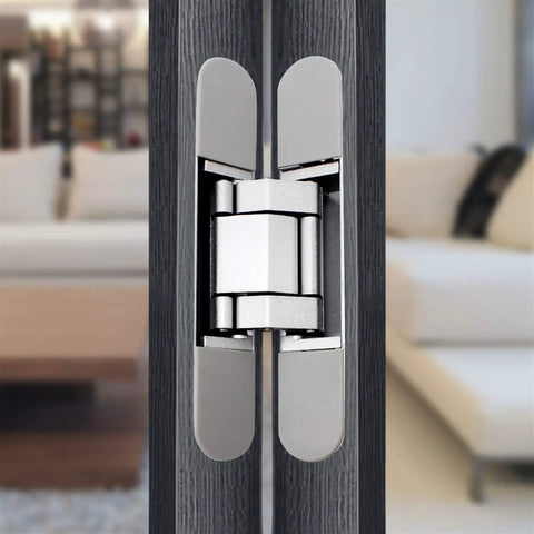 3D Adjustable Concealed Door Hinge With Silent Hydraulic Buffer Heavy Duty Cross Hinge For Wood And Aluminum Doors Soft Close Auto Lock