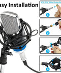 Rock Solid Aluminum Microphone Shock Mount For 53 To 58mm Condenser Mics Anti Vibration Suspension Holder with installation steps