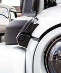 Locking Hood Catch Kit For Jeep Wrangler JK 2007 To 2018 Stainless Steel Hood Latch Set installed on Jeep close-up view