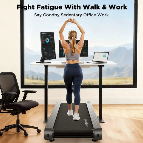 Person using Ultra Quiet Under Desk Treadmill With Auto Incline 12 To 20 Percent 3.0 To 3.5 HP Brushless Motor 18 Inch Wide Deck