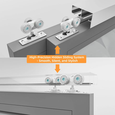 6 Foot Aluminum Bypass Sliding Door Hardware Kit For Two Doors With Finger Pulls Quiet Smooth Rollers Track Set In Silver Finish