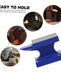 Heavy Duty Horn Pad Tool For Blacksmithing And Jewelry Making with blue durable horn block, used for shaping and riveting metal projects