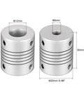 Aluminum Shaft Coupling 12mm To 6mm Flexible Spring Joint For Small Torque Motors L30xD25 Zero Backlash One Piece Metal Coupler, 30mm