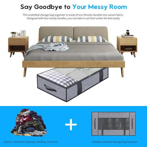 No Fuss Underbed Storage Bags 2 Pack With Heavy Duty Zipper And Visible Front Panel Super Breathable Linen Grey Fabric That Hits Different When Storing All Your Cozy Throws And Winter Wear