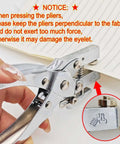 Beefy Heavy Duty 5mm Hole Punch And Eyelet Riveting Pliers Set used on paper, close-up, showing use instructions, 200 silver rivets included