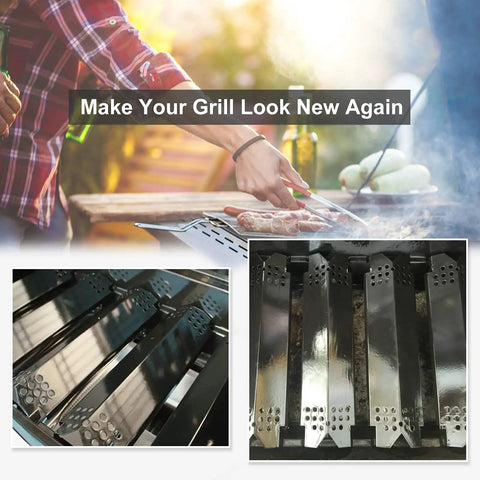 Five Pack Heat Plate Replacement Set For Nexgrill 4 And 5 Burner Gas Grills Porcelain Steel Heat Shields in use
