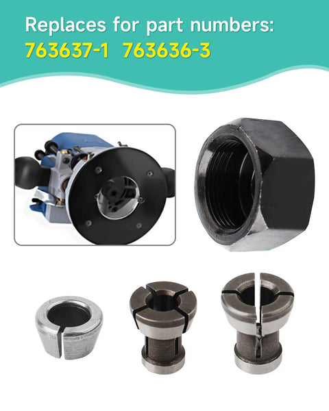 Collet Nut Kit Replacement For Makita Drills And Rotary Tools One Quarter Inch Six Point Three Five Millimeter Six Millimeter Compatible