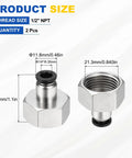 2 Pack Push To Connect Fittings 1/4 Inch Tube To 1/2 NPT Female Nickel Plated Brass Straight Pneumatic Quick Connect Adapters