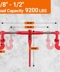Heavy Duty Ratchet Chain Binders 2 Pack 9215 Lbs Working Load Limit Three Eighths To One Half Inch With G70 Hooks