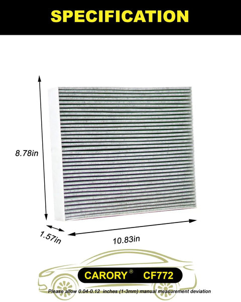 Cabin Air Filter With Activated Carbon For Ford Bronco Sport 2021 2024 Escape 2020 2025 Explorer and more, product dimensions