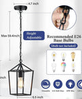 Totally Fresh 2 Pack Pendant Lights For Kitchen Island Featuring Modern Black Farmhouse Lantern Design With Hella Quick Setup, height adjustable fixture details.