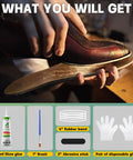 Person repairing shoe sole using Heavy Duty Shoe Repair Glue For Sneakers And Boots Waterproof Clear Flexible Adhesive That Bonds Ultra Strong And Will Not Crack Or Peel Dries Clear For Long Lasting Sole Repairs with additional tools like brush, rubber band, and gloves.