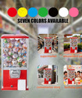 Coin Operated Vending Machine For Capsule Toys, Candy, And Bubble Gum, Holds 200 Balls, Gashapon Style, red and pink design