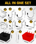Ultimate Pegboard Organizer Kit With 297 Pieces includes hooks and bins for 1/8" or 1/4" pegboards, shown in set layout.