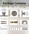 Crystal Privacy Glass Door Knobs With Locking Mechanism In Silver Vintage Style Interior Door Handles For Bedroom And Bath No Fuss Privacy Turn Lock For Quick Lock And Unlock Modern Indoor Door Hardware Set showing contents in a living room setting.
