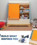 20V Ionic Drive 4 1/2 Inch Circular Saw Bare Tool Pro Grade Power With Brushless Motor Built In Safety Features LED Cutline Visibility Integrated Dust Port For A Clean Accurate Cut next to a wooden storage unit with toys and books