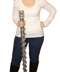 Person holding 46 Inch Aluminum Screw Ground Anchor With 1/2 Inch Guying Slot, Heavy Duty Beast That Holds Up To 14,000 Lbs