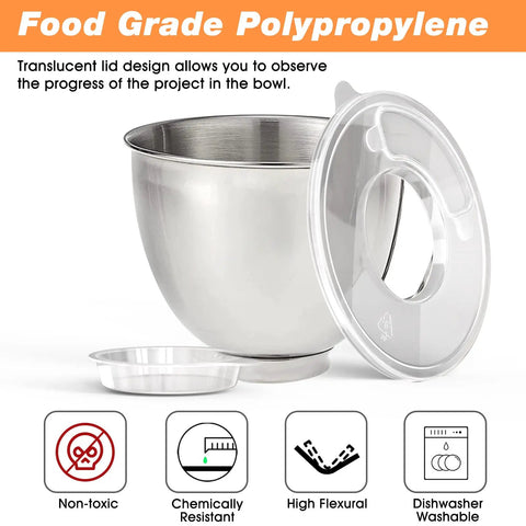 Spill Proof Bowl Covers For 4.5 To 5 Qt Tilt Head Stand Mixers With Splash Guard And Extra Pouring Window Dishwasher Safe Lid