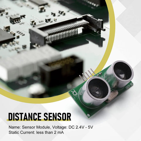 4 Pack US-100 Ultrasonic Sensor Modules With Temperature Compensation DC 2.4V-5V displayed near electronic circuit board
