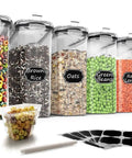 Six Piece Cereal Storage Set With Airtight 4L Plastic Canisters BPA Free For Flour Sugar And Cereal Includes Cereal Dispensers 20