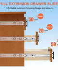 Diagram of 12 Inch Soft Close Drawer Slides 1 Pair Full Extension Ball Bearing Side Mount Rails for varying extension lengths