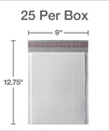 8.25 x 11 White Poly Bubble Mailers With Water Resistant Exterior, Cushioned Padding, Redi Strip Peel Off Closure, 25 Pack For Easy Shipping