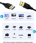 Long 10 Foot USB A To USB A Cable For External Hard Drives And PC Gear With Gold Plated Connectors, Plug And Play USB 2.0 Wide Compatibility With WD Drives And Other USB A Devices, High Speed Data Transfer For Quick Backups, black cable