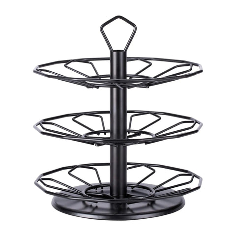 K Cup Holder Carousel 3 Tier For Keurig Pods Storage Stand Metal Small Footprint 7.4 Inch Wide With 360 Degree Rotation And 21 Pod Capacity