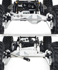 Beefed-Up 1 By 10 RC Portal Axle Set with BTA Servo Mount for Capra 1.9 UTB, silver CNC aluminum housing, installed view