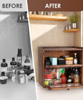 Big Ol Wooden Bread Box For Kitchen Countertop With Two Layer Design And Clear Acrylic Window Rustic Brown Finish Keeps Bread Fresh And Pantry Organized For Daily Use, showing a neat and organized kitchen setup.
