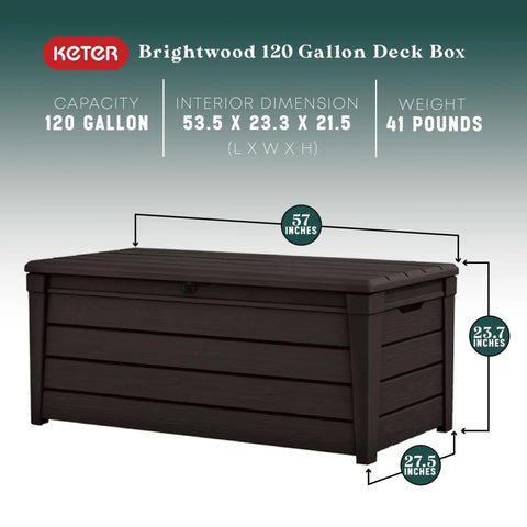 Lockable 120 Gallon Outdoor Storage Deck Box For Patio Backyard And Garden In Brown Waterproof Plastic Bench