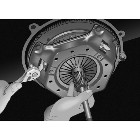 Close-up of Powerbuilt 8-piece metric and SAE clutch alignment tool set used to align clutch during installation.