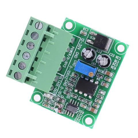 From 0 To 10 KHz To 0-10 V PWM Digital To Analog Converter Module For PLCs, Industrial Automation Converts Pulse Frequency To Analog Voltage 5V 12V 24V Input No Resistor Needed Easy Wiring With Optic Isolation.