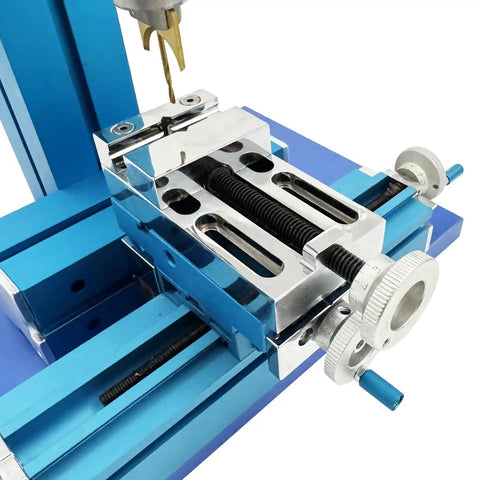 Slick Mini Milling Machine With 20000 RPM Motor, Heavy Duty 3 Axis Benchtop Drill Press For Metal And Wood Projects, 60 Watt Precision Tool close-up of precision slide mechanism