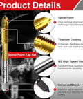 7 Piece Spiral Point Tap Set M2 to M6 Titanium Coated High Speed Steel 6542 Machine Threading Tools with product details