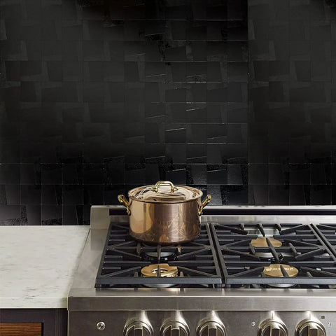 Peel And Stick Metal Backsplash Tiles Self Adhesive Aluminum Mosaic 3D Wall Sticker For Kitchen And Bathroom Brushed Grey Finish